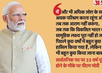 pm-modi:-सार्वजनिक-पद-पर-23-वर्ष-पूरे-होने-पर-पीएम-ने-जताया-आभार;-कहा-और-अधिक-जोश-के-साथ-अथक-परिश्रम-करूंगा